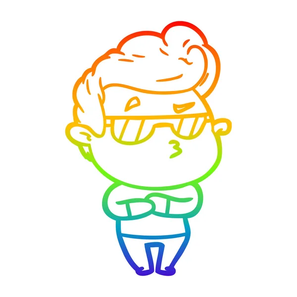 Regenbogen Gradientenlinie Zeichnung Cartoon cooler Kerl — Stockvektor