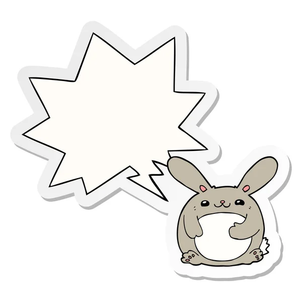 Tecknad kanin och pratbubbla klistermärke — Stock vektor