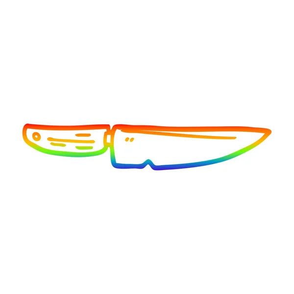 Rainbow gradient line drawing cartoon chef knife — Stock Vector