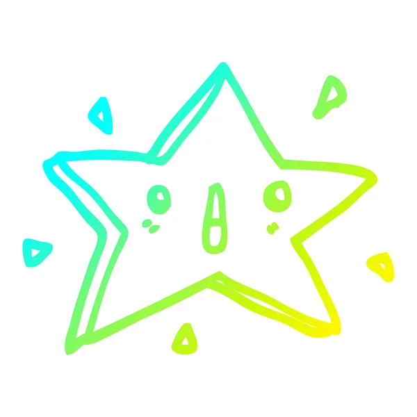Froid dégradé ligne dessin mignon dessin animé étoile — Image vectorielle