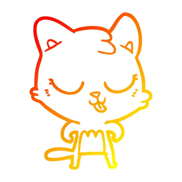 Línea de gradiente caliente dibujo dibujos animados gato — Archivo Imágenes Vectoriales