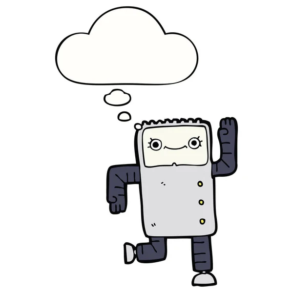 Kreslený robot a myšlenková bublina — Stockový vektor