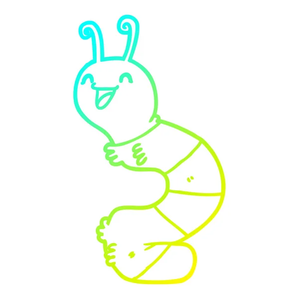 Kall gradient linje ritning tecknad Happy Caterpillar — Stock vektor