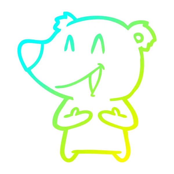 Linha gradiente frio desenho de desenhos animados urso rindo —  Vetores de Stock