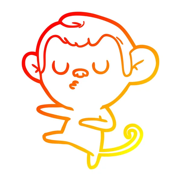 Linha gradiente quente desenho dos desenhos animados macaco —  Vetores de Stock