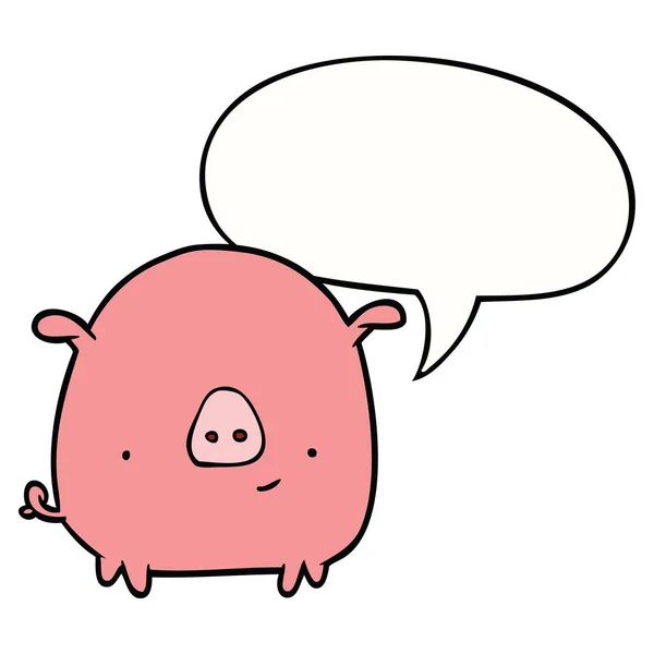 Cartoon gelukkig varken en toespraak bubble — Stockvector