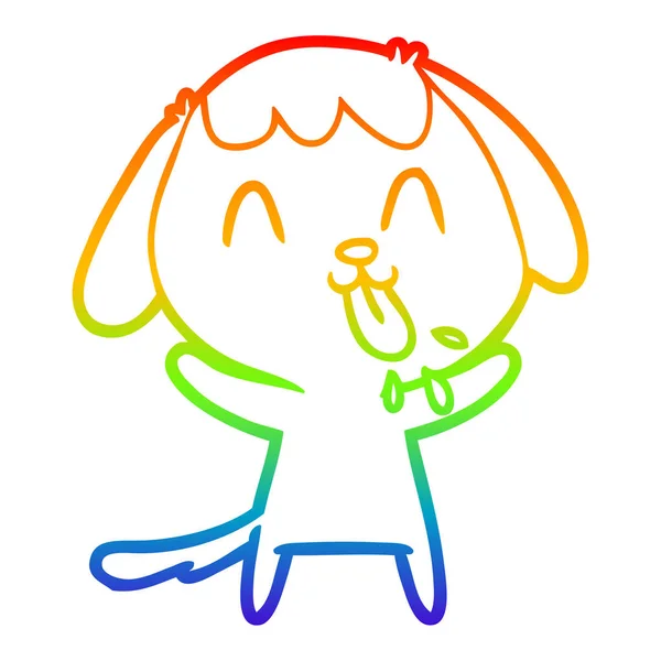 Regenbogen Gradienten Linie Zeichnung niedlichen Cartoon Hund — Stockvektor