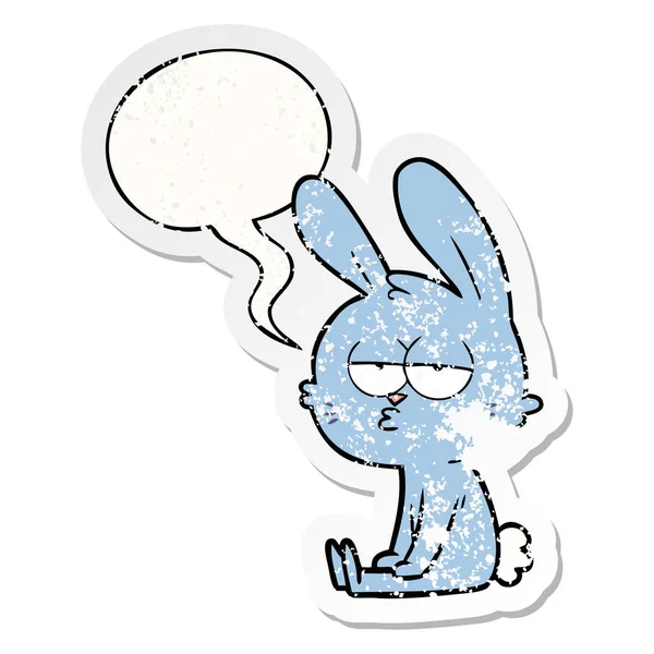 Милый мультяшный кролик и стикер с пузырьком речи — стоковый вектор
