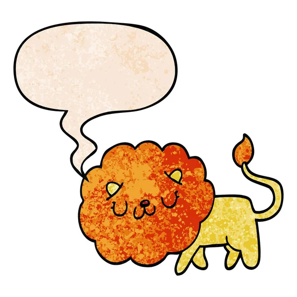 retro doku tarzında karikatür aslan ve konuşma balonu