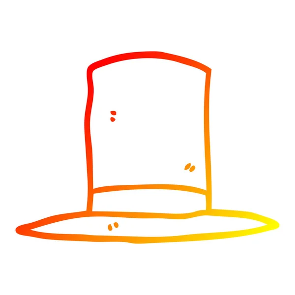 Chaud dégradé ligne dessin dessin dessin animé chapeau haut de forme — Image vectorielle
