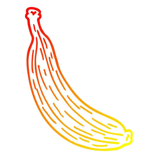 Línea de gradiente caliente dibujo de dibujos animados plátano amarillo — Archivo Imágenes Vectoriales