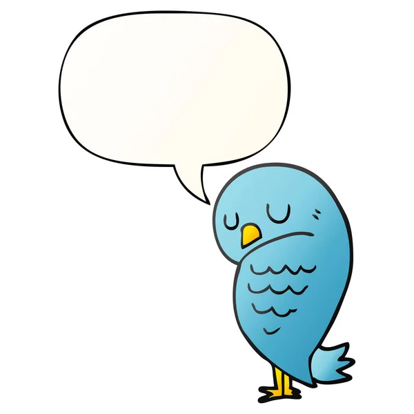 Πουλί καρτούν και φούσκα ομιλίας σε ομαλό στυλ ντεγκραντέ — Διανυσματικό Αρχείο