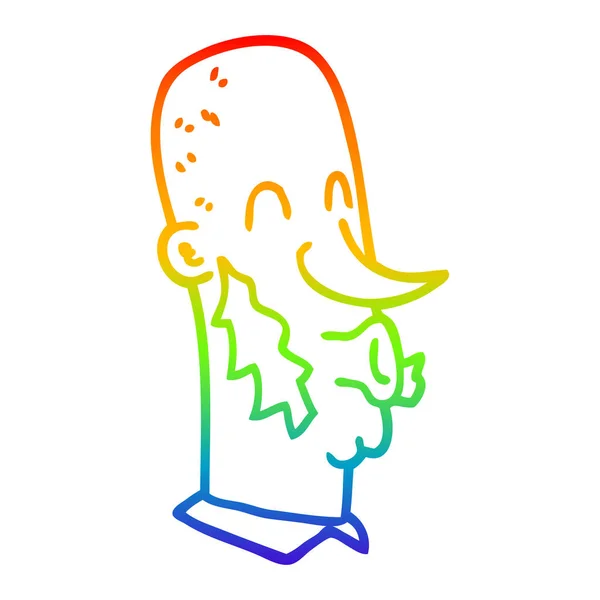 Rainbow gradient linje ritning tecknad man med Side Burns — Stock vektor