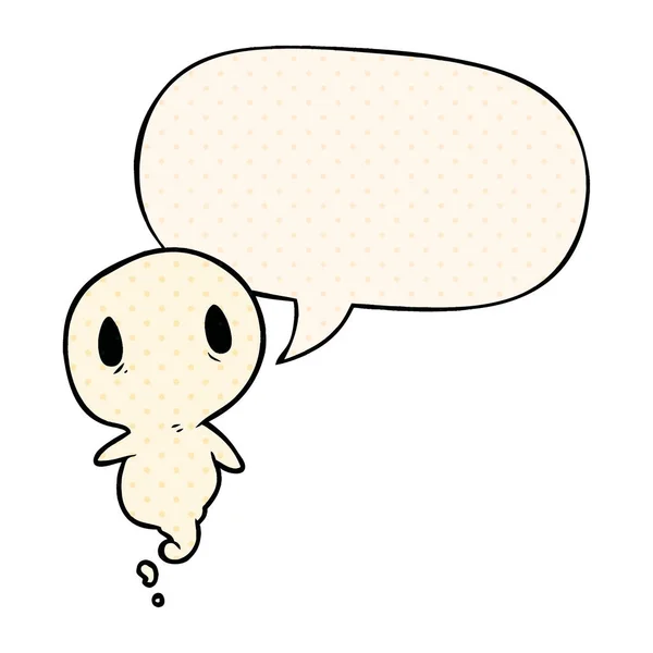 Leuke cartoon Ghost en Speech bubble in Comic Book stijl — Stockvector