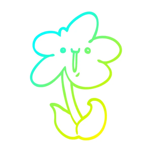 Línea de gradiente frío dibujo de dibujos animados flor — Vector de stock