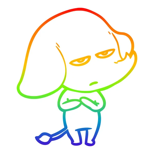 虹のグラデーションライン描画迷惑漫画の象 — ストックベクタ