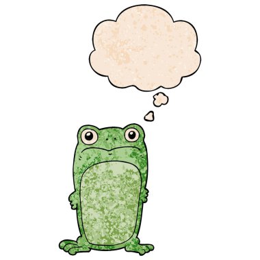 karikatür kurbağa ve grunge doku patter düşünce kabarcık bakan