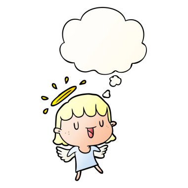 karikatür melek ve pürüzsüz degrade tarzında düşünce balonu