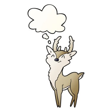 çizgi film mutlu geyik ve pürüzsüz degrade tarzında düşünce balonu