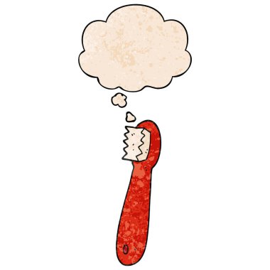 karikatür diş fırçası ve grunge doku desen düşünce kabarcık 