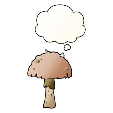 çizgi film mantarı ve pürüzsüz degrade tarzında düşünce balonu