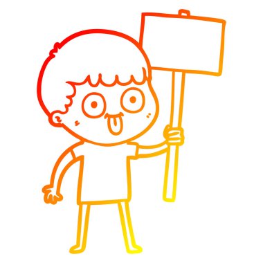 sıcak degrade çizgi çizim karikatür adam bakıyor