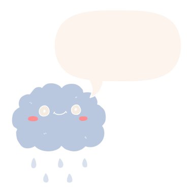 retro tarzında sevimli karikatür bulut ve konuşma balonu