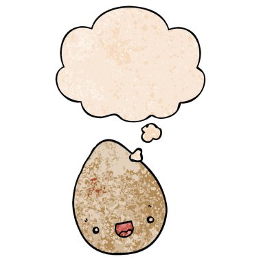 karikatür yumurta ve grunge doku desen tarzında düşünce balonu