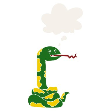 retro tarzında karikatür hissing yılan ve düşünce balonu