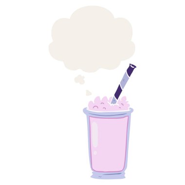 karikatür milkshake ve retro tarzında düşünce balonu