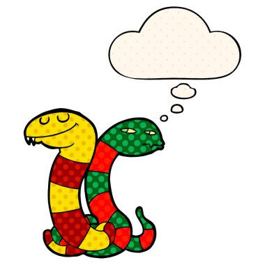 çizgi film yılanları ve çizgi roman tarzında düşünce balonu
