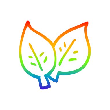 yeşil yaprakların gökkuşağı degrade çizgi çizim karikatür