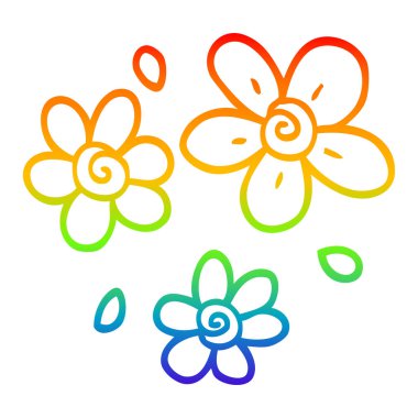 gökkuşağı degrade çizgi çizim Karikatür çiçekler