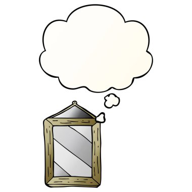 çizgi film aynası ve pürüzsüz degrade tarzında düşünce balonu