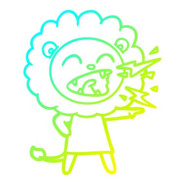 soğuk degrade çizgi çizim karikatür kükreyen aslan kız