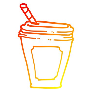 sıcak degrade çizgi çizim saman ile karikatür kahve fincanı