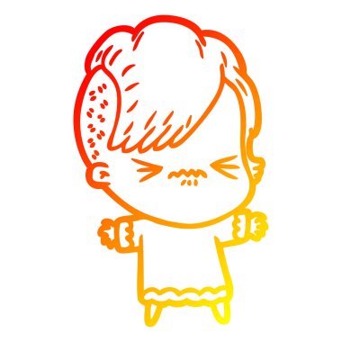 sıcak degrade çizgi çizim karikatür rahatsız hipster kız