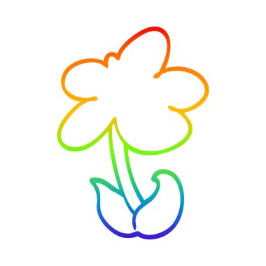 gökkuşağı degrade çizgi çizim sevimli karikatür çiçek