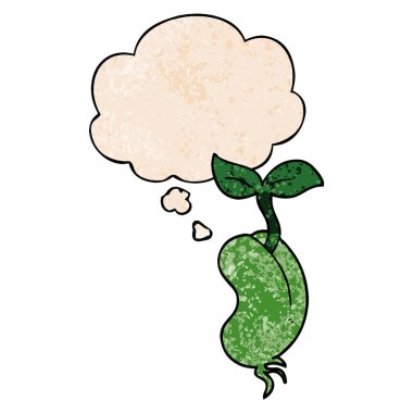 çizgi film filizlenen tohum ve grunge doku patt düşünce balonu