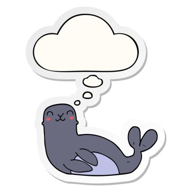 karikatür mühür ve baskılı bir etiket olarak düşünce balonu