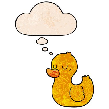 karikatür ördek ve grunge doku desen tarzında düşünce balonu