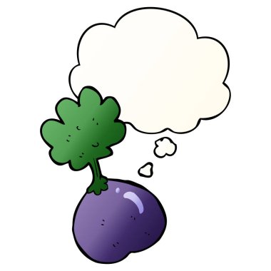 çizgi film sebze ve pürüzsüz degrade tarzında düşünce balonu