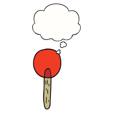 karikatür şeker lolipop ve düşünce balonu