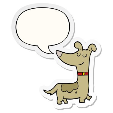 karikatür köpek ve konuşma kabarcık etiket