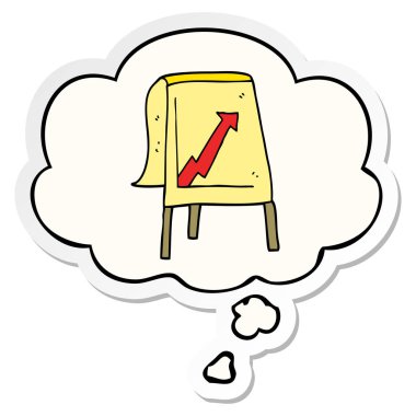 bir printe olarak ok ve düşünce balonu ile karikatür iş grafiği