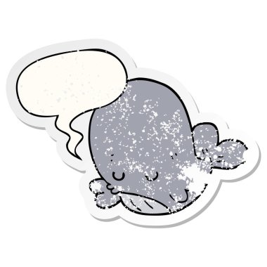karikatür balina ve konuşma balonu sıkıntılı etiket