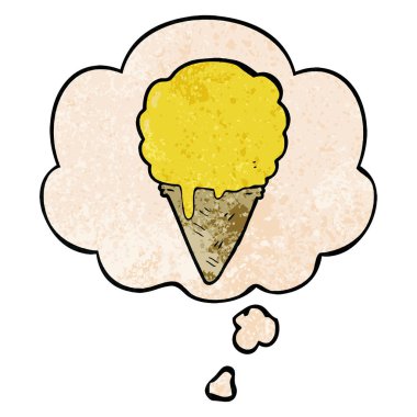 karikatür dondurma ve grunge doku desen s düşünce balonu