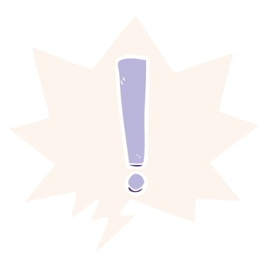 retro tarzda karikatür ünlem işareti ve konuşma balonu