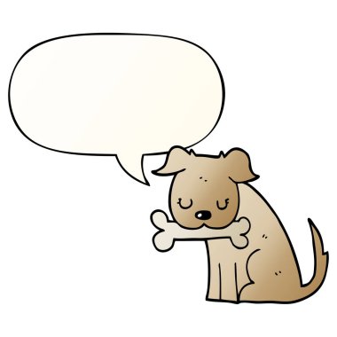 düzgün degrade tarzında karikatür köpek ve konuşma balonu