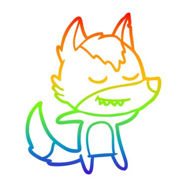 gökkuşağı gradyan çizgi çizim dostu karikatür kurt